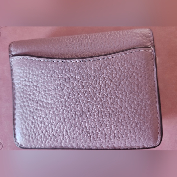 NWT Coach Mini Wallet On Chain Floral Applique Pebbled Leather Lilac CAL71 - Picture 4 of 8